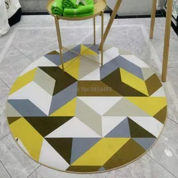 

Round Washable European Style Carpet Nordic Minimalist Yoga Computer Chair Home Mats Living Room Bedroom Carpet
