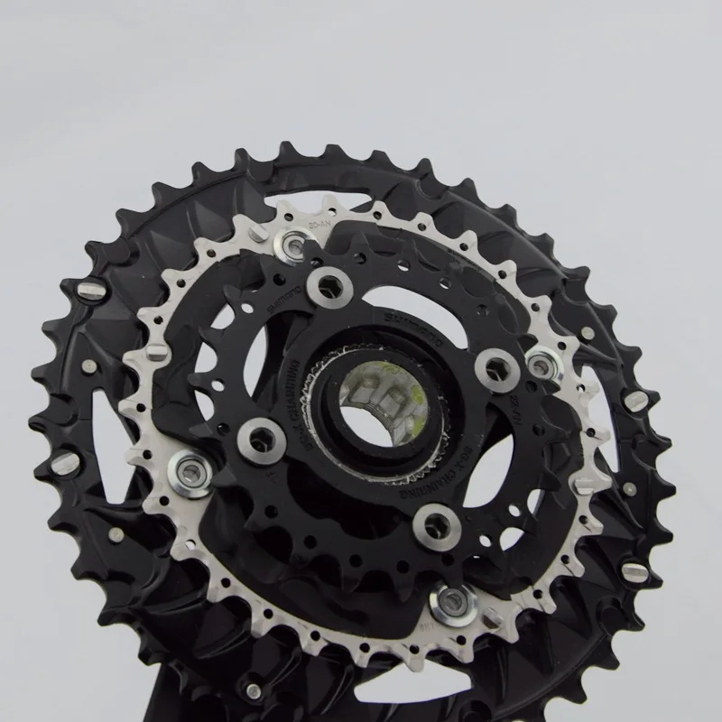 Shimano M523 святить цельное шлицевой шатун со звездами для велосипеда Шестерни 10-Скорость шатун для горного велосипеда 30 Скорость диаметра окружности болтов