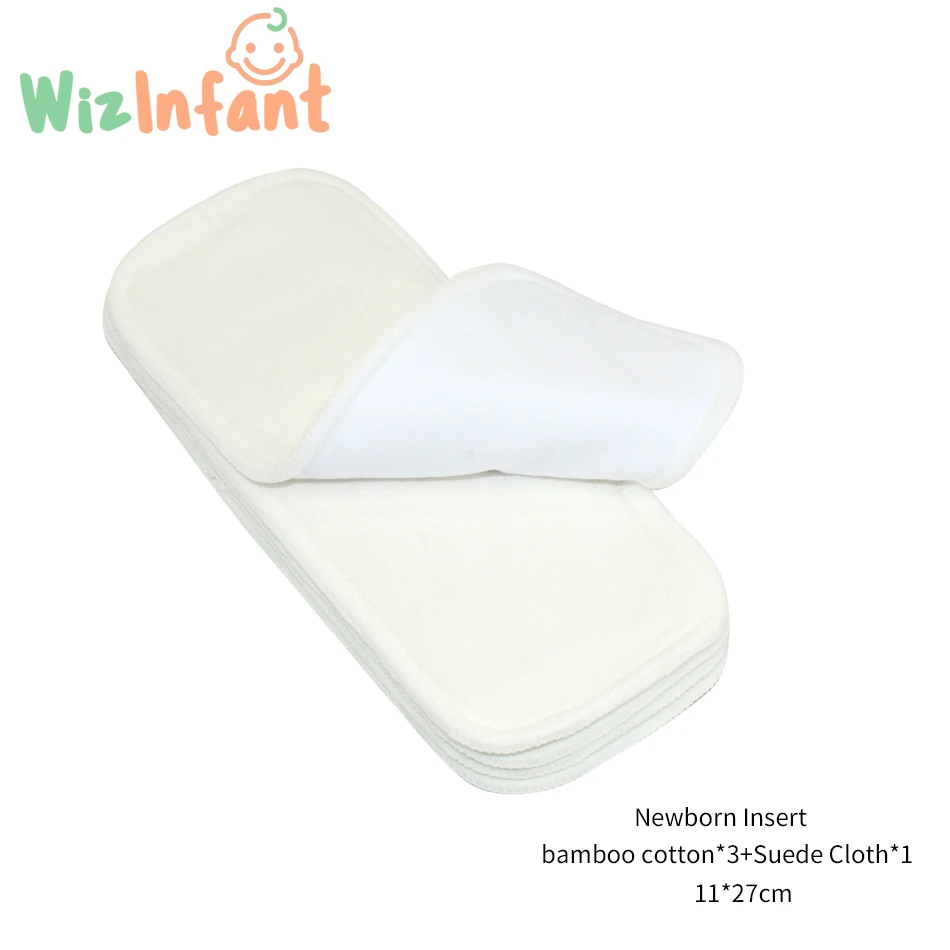 5pcs New Born Bamboo Cotton Diaper Insert With Staydry Suede Cloth Or