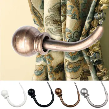 

2Pcs Simple Buckle Ball Iron Clip Curtain Hold Backs U Shaped Home Practical Curtain Holdback Wall Tie Back Hook Hanger Holder