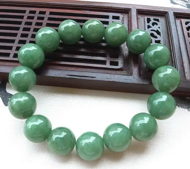 

Jewelry Pearl Bracelet Certified Type A Jadeite Bangle Grade A Green Jade Beads Bangle Bracelet 13mm Free Shipping