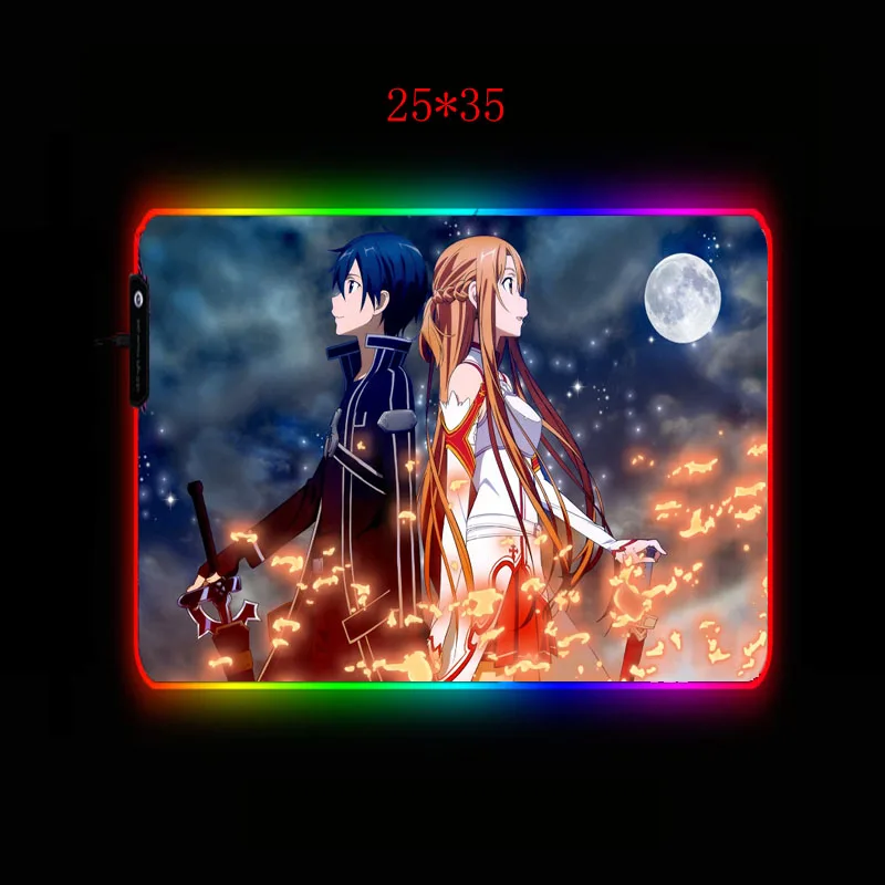  XGZ Sword Art Online Gaming Mouse Pad Gamer RGB Backlit Mause Large Anime Mousepad XXL For Desk Key