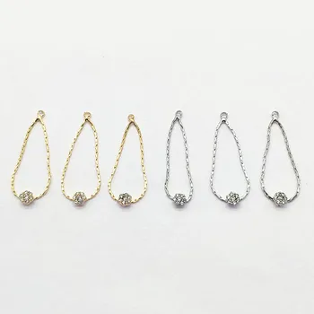 

New arrival! 34x13mm 30pcs Plating Real gold Zircon/Chain Charm For Earring DIY parts,Jewelry Accessories Findings & Component