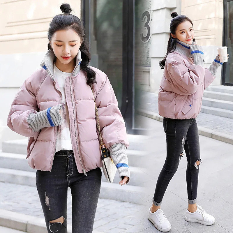 

Short Stand Collar Zipper Fashion Simple Elegant Solid Color Loose-Fit Comfortable 2018 Autumn New Style Cotton Coat