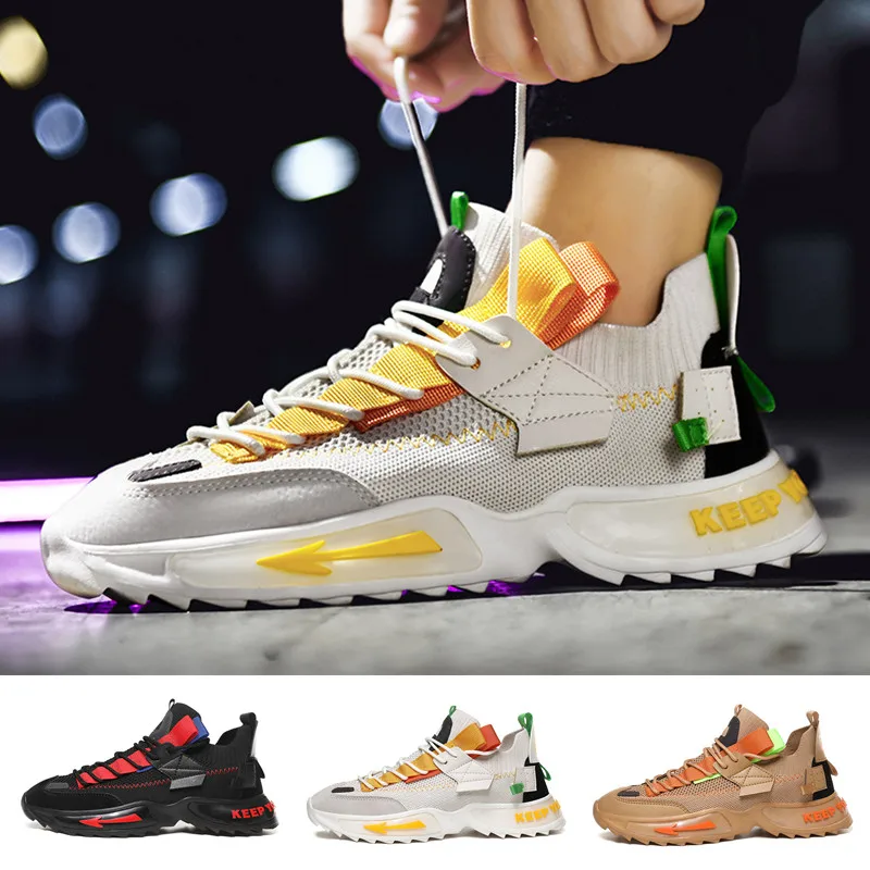 

New Fashion Mens Sneakers Trainers Shock-absorbing Running Shoes Breathable Mesh Reflective Jogging Shoes for Man