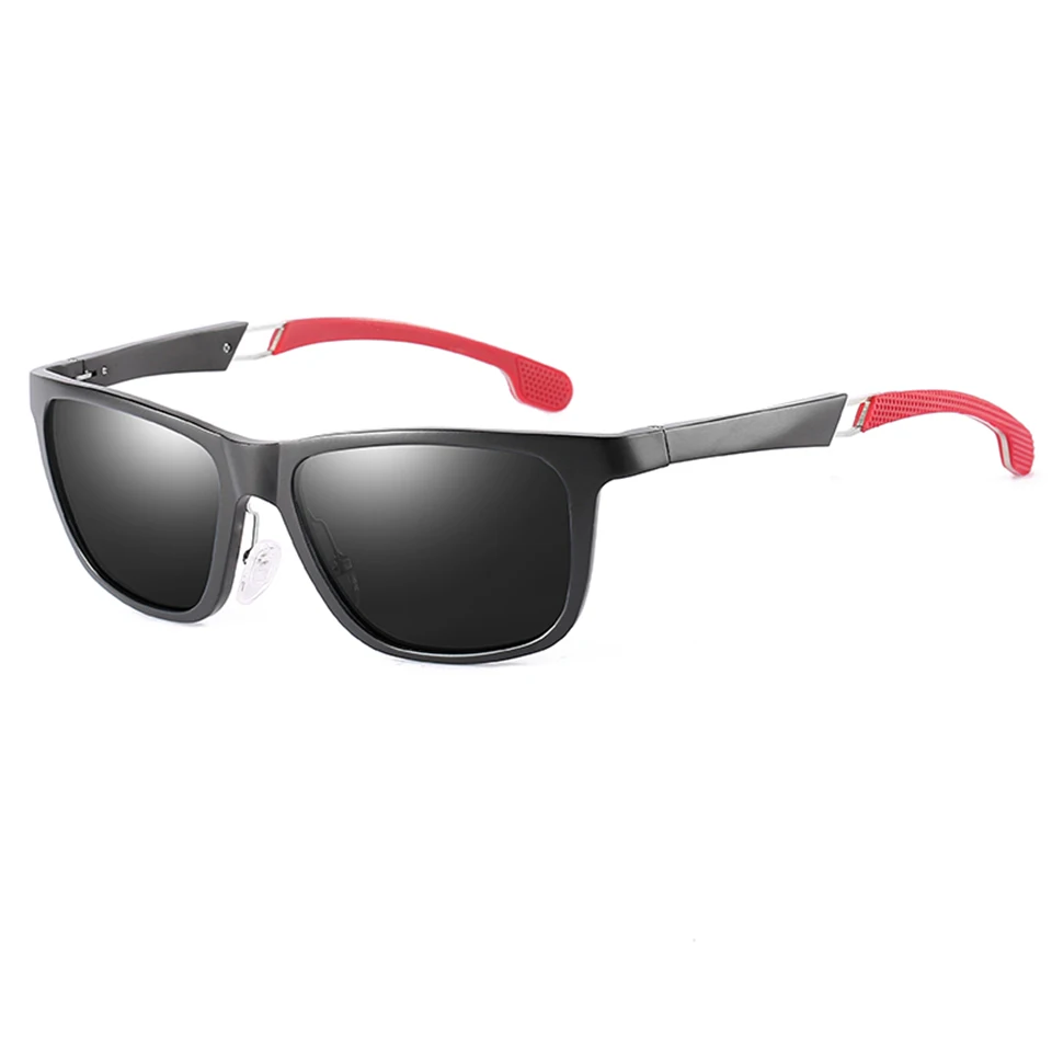 black red grey ELITERA Мужские Винтажные алюминиевые поляризованные солнцезащитные очки, классические брендовые солнцезащитные очки, покрытие линз, очки для вождения - Цвет линз: black red grey