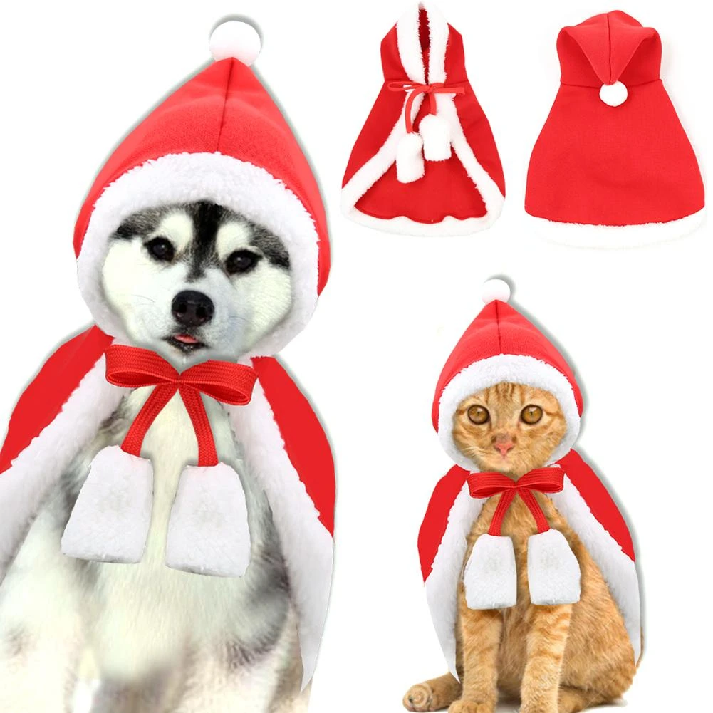 Capa de disfraz de Navidad para para perros gatos lindo perro gato de felpa de encaje Santa Claus capa con sombrero rojo ajustable bufanda babero para gatos|Ropa para gatos| - AliExpress