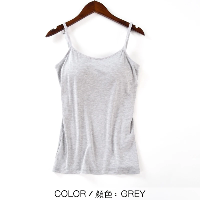 GREY Женские кофточки, Модальные, встроенные бюстгальтеры, мягкие, круглый вырез, без рукавов, топы, майки, женские, эластичные, размера плюс, есть, SA006 - Цвет: GREY