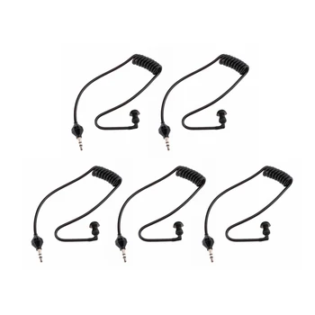 

ABKK-5Pcs Single Listening 3.5mm Earphone Coiled Cables Mono Function Earpiece in Ear Stereo Headset Only for Listening