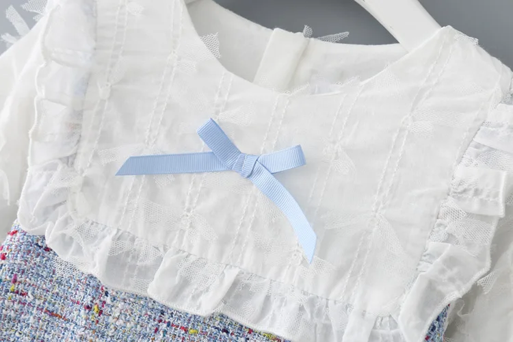 New Vestido Infantil Baby Girl Dress Girl's Autumn Little Fragrance Princess Fake Two Dress Sweet Warm Children Long Sleeve Wear