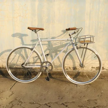 Bicicleta Fixie Vintage para mujer, 52cm, 48cm, cesta de marcha única