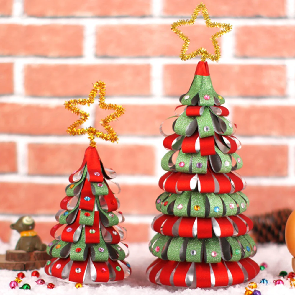 

DIY Christmas Tree Homemade Detachable Mini Paper Christmas Tree Feactival Mini Ornaments Children Decorate Gifts Toy Activity