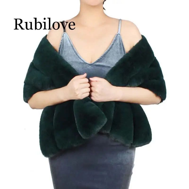 Rubilove теплое зимнее Вязание шерстяной плащ из искусственного лисьего меха кашемировый шарф шаль большие обертывания имитация лисьего меха женское пончо