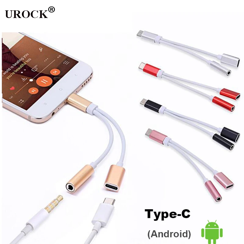 

Type-C to Type C 3.5mm Aux Jack Charging Audio Adapter 2 In 1 Splitter Adapter for Huawei P30 Xiaomi Mi 8 6 5X Samsung S10 Plus