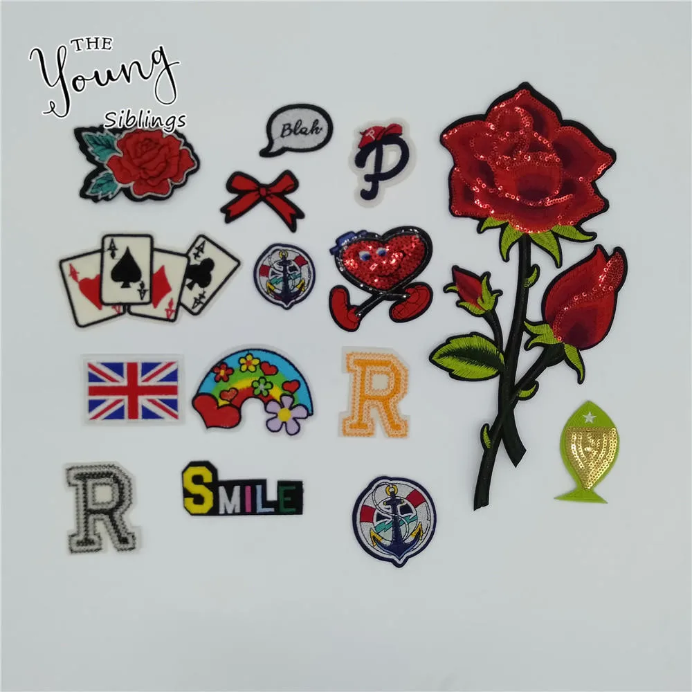 

Hot sell Sequins Hot melt adhesive Applique Embroidery patches stripes DIY Sewing Badges Clothing Accessory Supplies C2319-C5147