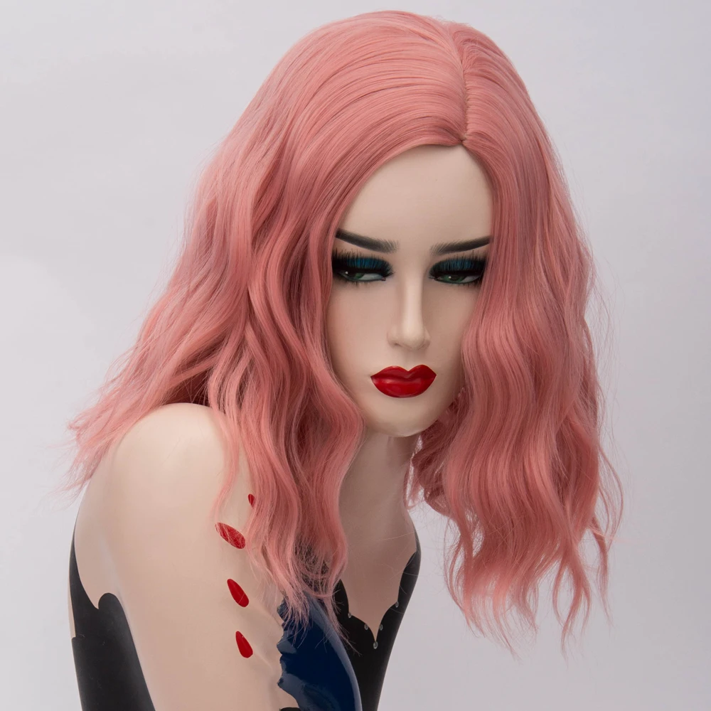 VICWIG 14Inch Short Curly Wig Purple Green Black Pink White Red 13 colors Synthetic Cosplay Wigs for Women Heat Resistant Hair