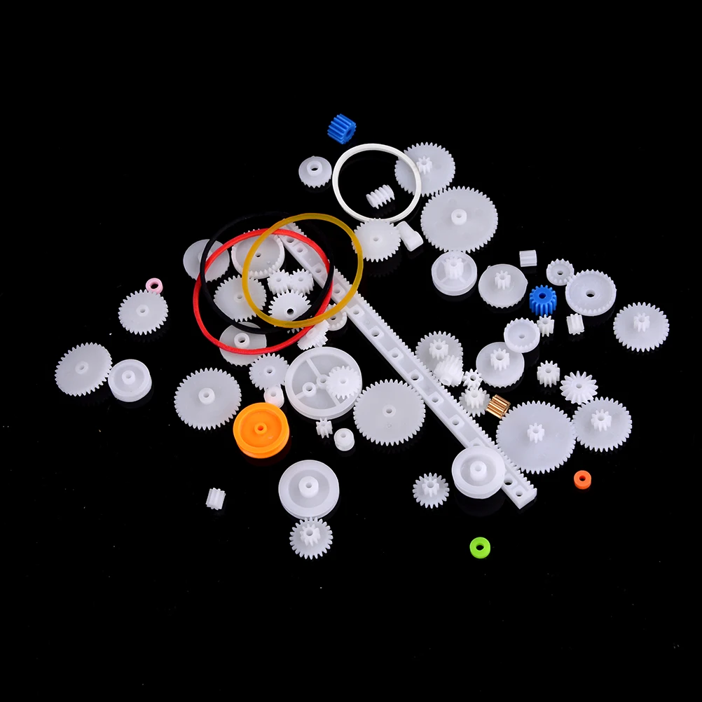 Transmission Gear 60 Pcs/set Plastic Gear Set DIY Rack Pulley Belt Worm Single Double Gears