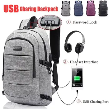 

20 Inch Laptop USB Charging Backpack Male Multifunctional Business Shoulder Bag Women Daypacks Anti Theft Password Lock Bags