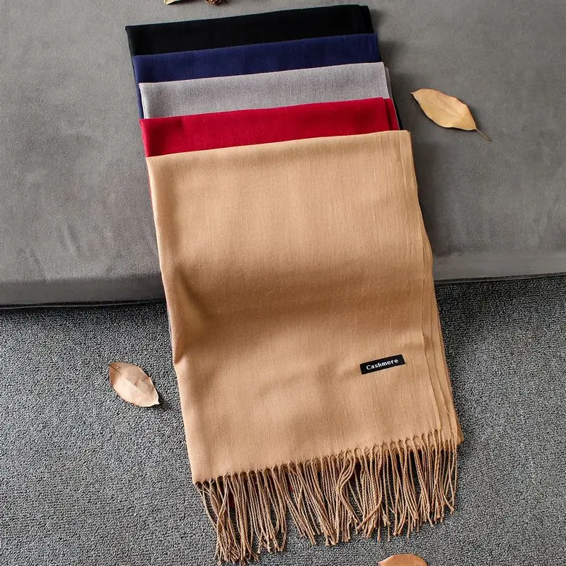 

Solid Color Simple Cashmere Women Scarf 2019 Casual Tassel Long Shawls Wraps Pashmina Neck Hijab Scarfs for Ladies