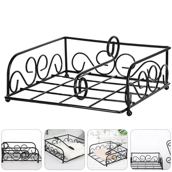 

1Pc Tissue Rack Hollow-Out Stainless Steel Practical Fashion Desk Tissue Rack Napkin Rack Tissue Holder for Office Home
