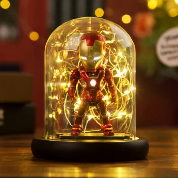 

[New] 15cm The Avengers 4 Marvel Heroes Iron Man figure model Action Figure Lighting Room decoration toy baby kids best gift