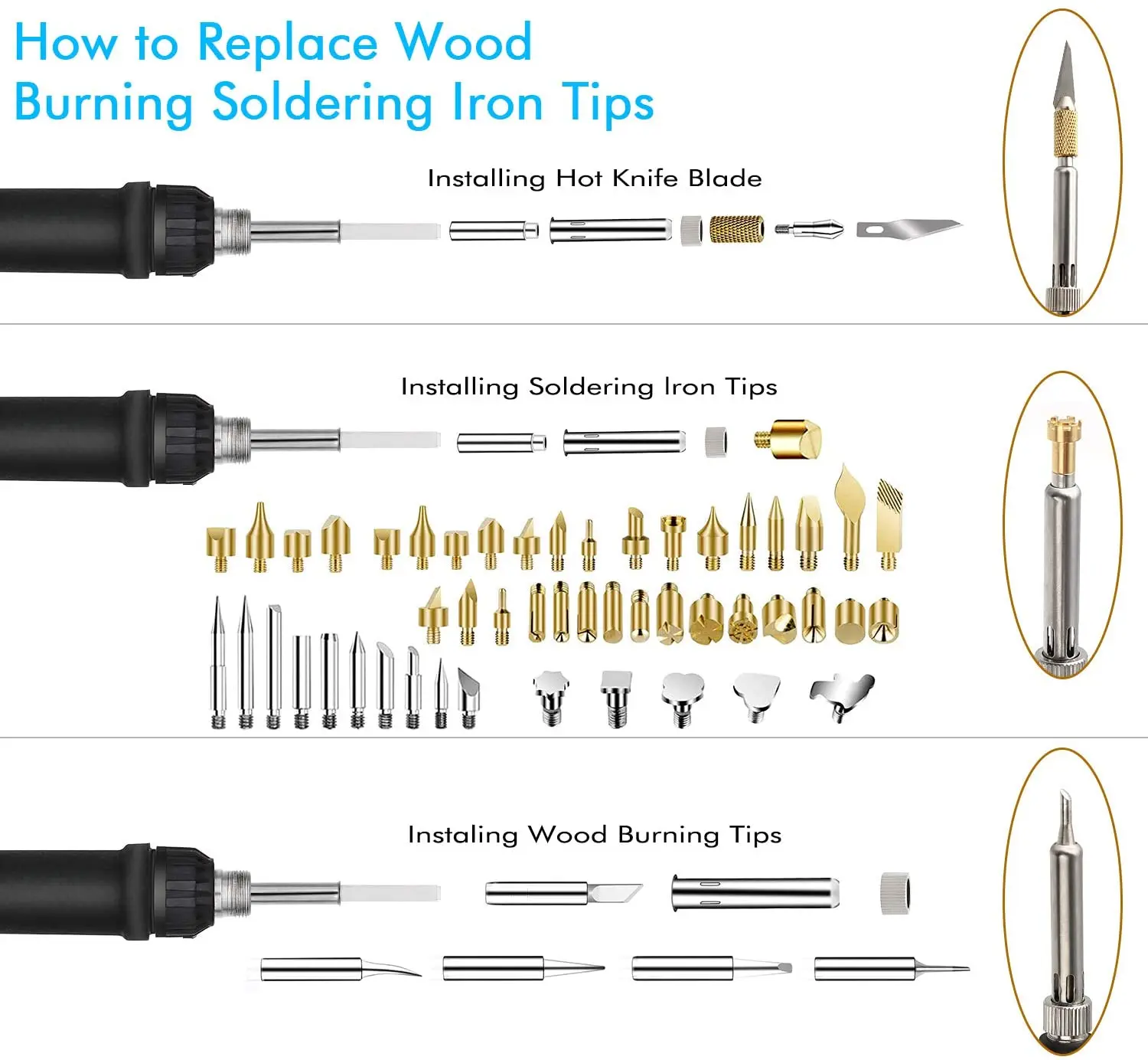 DIY 99Pcs wood burning kit heat transfer gourd engraving tool with switch  thermo