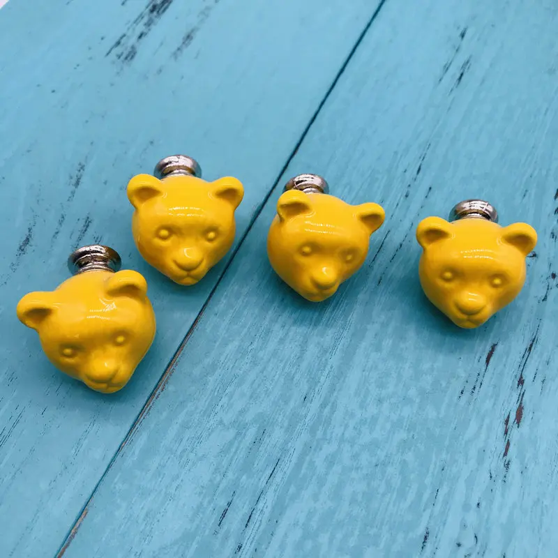 Più Nuovo Orso Del Fumetto Pomello Per Porta In Ceramica Maniglione Per Armadio Armadio Armadio Cassetto Armadio Tirare Manopole Comò 8 Pz