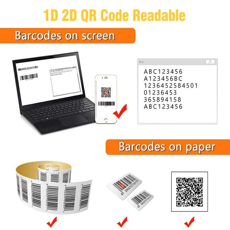 Barcode scanner: 2.4G barcode scanner wireless wired 1D 2D QR Pos portable handheld bar code data matrix reader bar gun multi language keyboard