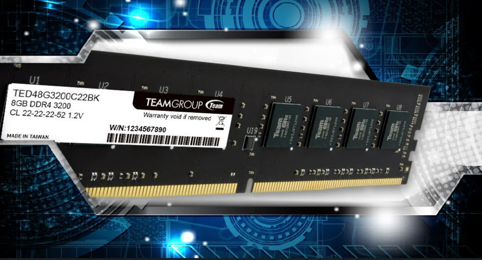 H5eaf4f158601408f9bae2b2cec65e3afw MEMOIRE UDIMM DDR4 08GO 3200MHZ CL22 TEAMGROUP ELITE