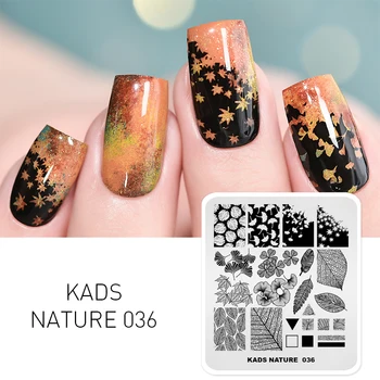 

Nail Art Stamp Template Nature 036 Nail Stamping Plate Ginkgo biloba Maple leaf Four-leaf clover Pattern Manicure Image Stencil