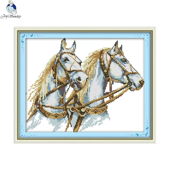 

joy sunday embroidery cross stitch kits two horses counted printed canvas 14ct 11ct diy handmade needlework