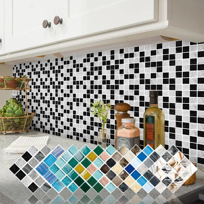 3D Mosaic Self Adhesive Wall Tile Sticker Vinyl Bathroom Kitchen Home Decor DIY 