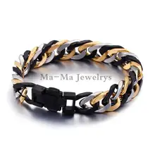 8,8" Мужская Снаряженная кубинская цепь из нержавеющей стали Радуга звено браслет