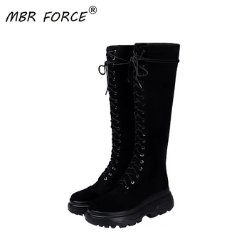 

MBR FORCE new fashion women's boots cow and sheep leather boots autumn and winter women's shoes thick-soled zipper ankle boots