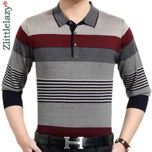 Брендовая Повседневная полосатая рубашка поло с длинными рукавами для фитнеса Мужская рубашка из джерси роскошные мужские поло футболки платье Мода 81005