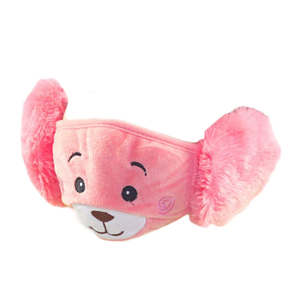 hot pink 1 шт. Новая мода мультфильм пыли зимние маски уха ветрозащитный Теплый Лицо рот детей - Цвет: hot pink
