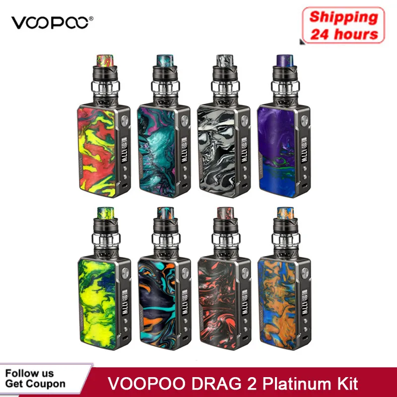 Billig Lager Voopoo Drag 2 Platin 177W TC Kit elektronische zigarette Mit Uforce T2 Angetrieben Durch Dual 18650 Vape Verdampfer VS Shogun X217