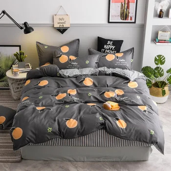 

Free shipping Kids Bed Set bedlinen Duvet Cover/Bed Sheet/Pillowcase Duvet Cover Cartoon Orange AB Side Style 4 PCS Bedding Set