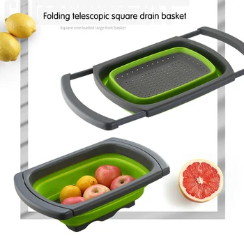 

Kitchen Folding Water Filter Collapsible Silicone on Slot Retractable Filter Pan with Handle Filter Drainage Water Filter Basket