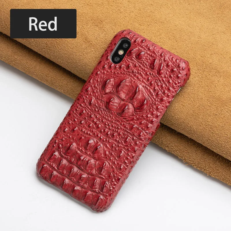 Роскошный чехол для телефона из воловьей кожи для iPhone Xr 6 6s 7 8 Plus X Xs Max чехол с крокодиловой текстурой для 6p 6s p 7p 8p чехол - Color: Red Head