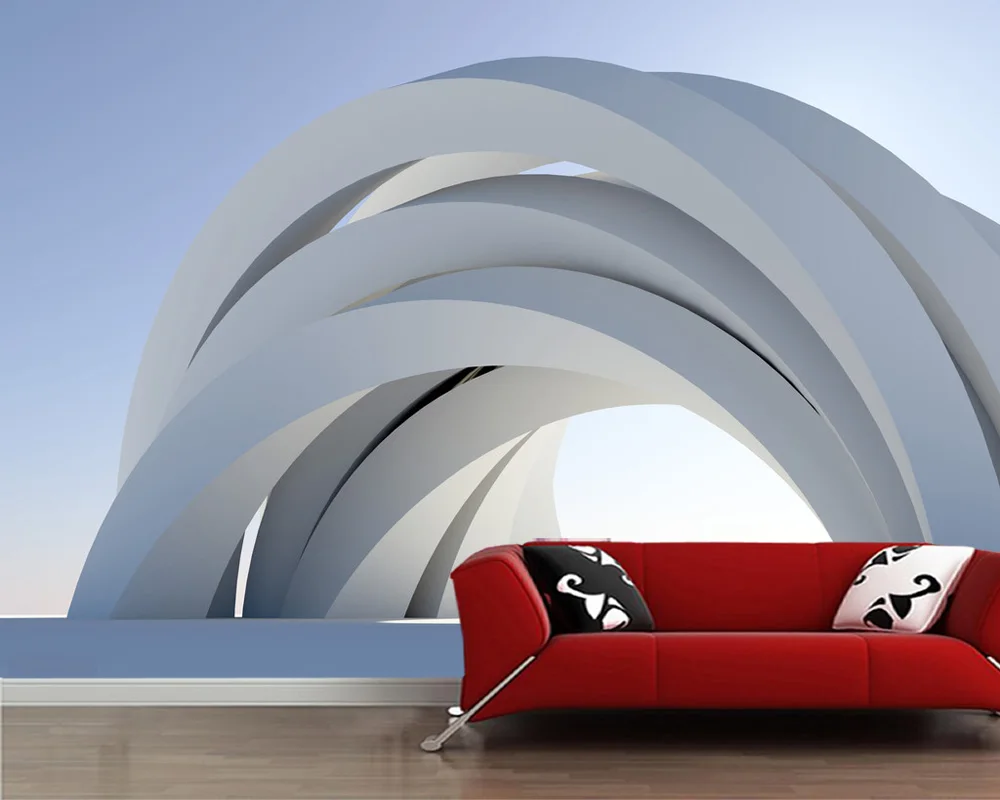 Fondo De Pantalla 3d Con Diseno De Arco Abstracto Y Azul Mural De Papel De Pared Sala De Estar Tv Sofa Pared Dormitorio Papeles Tapiz Decoracion Del Hogar Papeles Pintados Mejoras Para El Hogar