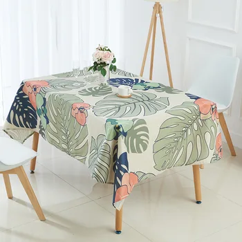 

Nordic Tropical Plants Leaves Waterproof Tablecloth Palm Printed Tablecloth Polyester Kitchen Table Cloth Dining Table Cover