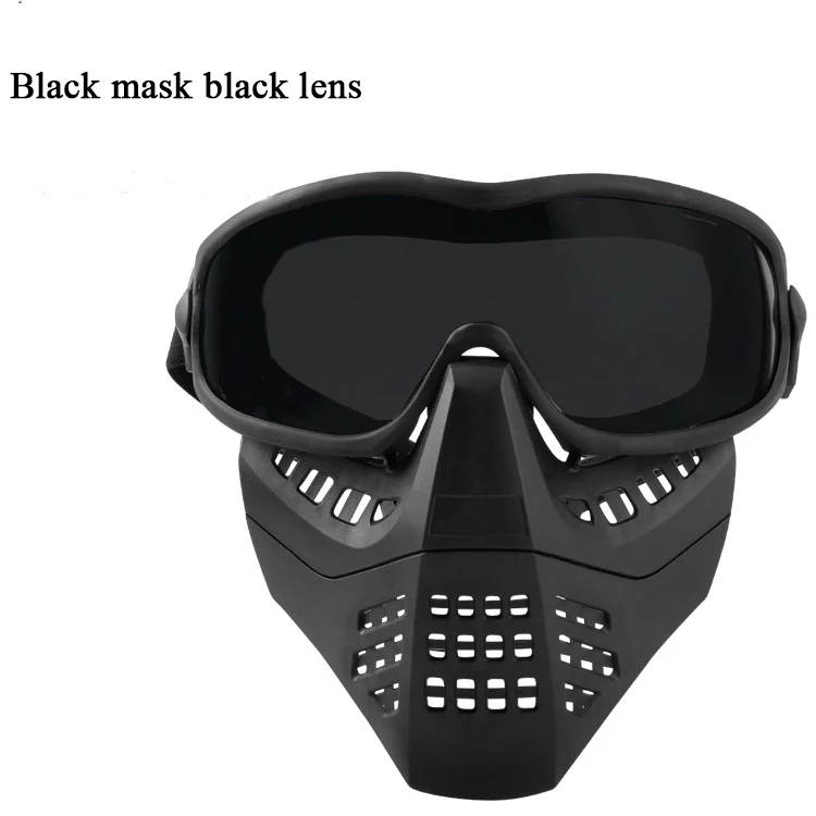 black mask black len Страйкбол Пейнтбол Тактические Маски легкий полный уход за лицом Охота Стрельба армейские маски для мужчин и женщин Открытый Охота Боевая маска - Цвет: black mask black len