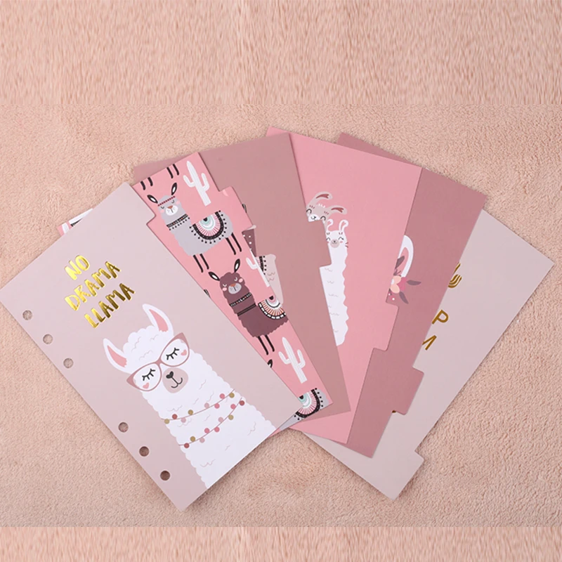 

Never Cartoon Alpaca Notebooks and Journals Index Dividers A6 Planner Refill Bookmark Agenda Organizer Accessories Stationery