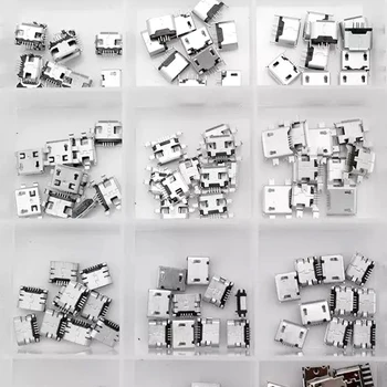 

240 Pcs/box 24 Model Micro USB Connector Socket Jack USB Charging Connectors Set For MP3 Huawei Samsung SMD DIP Socket Set Kit