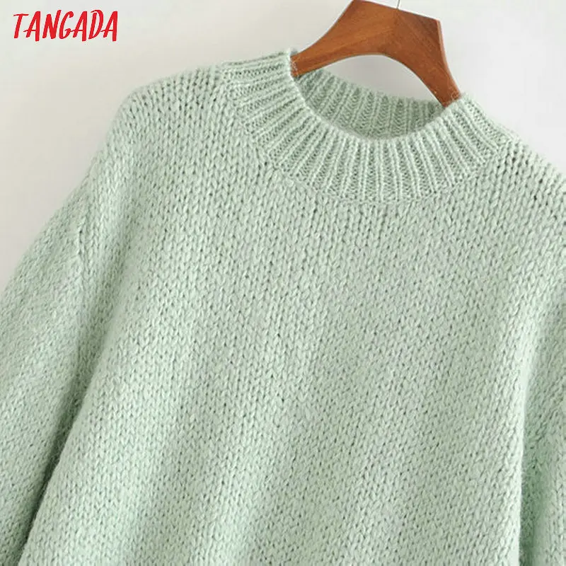 Tangada женский свитер большого размера Европейская мода длинный рукав Однотонный свитер Трикотаж женский свитер 3H02