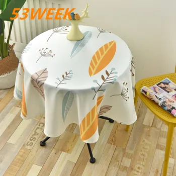 

Nordic style round long tablecloth simple waterproof and oilproof restaurant hotel home round dining table tablecloth printing