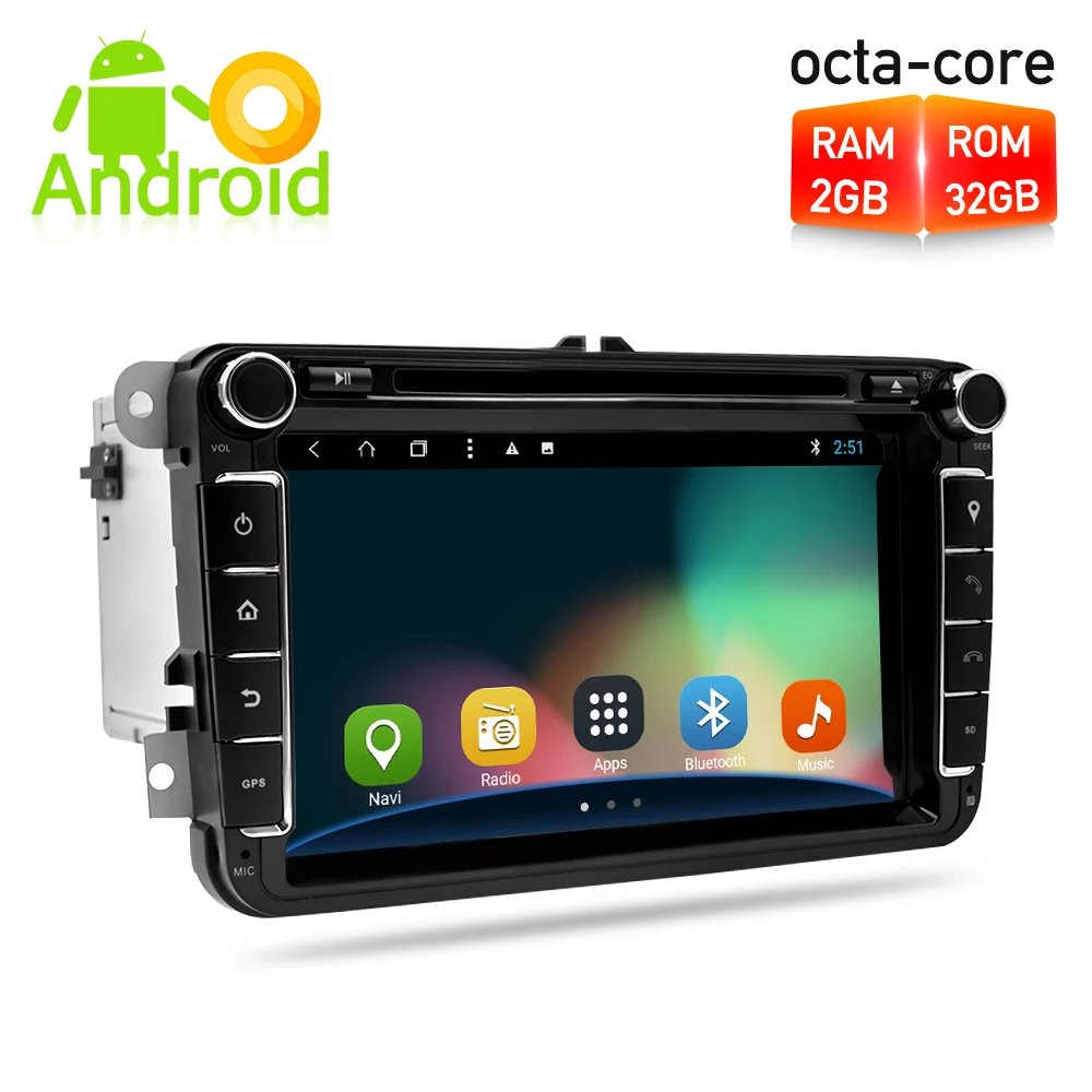 Android 9,0 Автомагнитола gps-навигация, dvd-плеер для Volkswagen/Passat b7/Skoda/Seat/Golf/Polo FM радио Wifi стерео Мультимедиа - Цвет: 2G Android 8.1