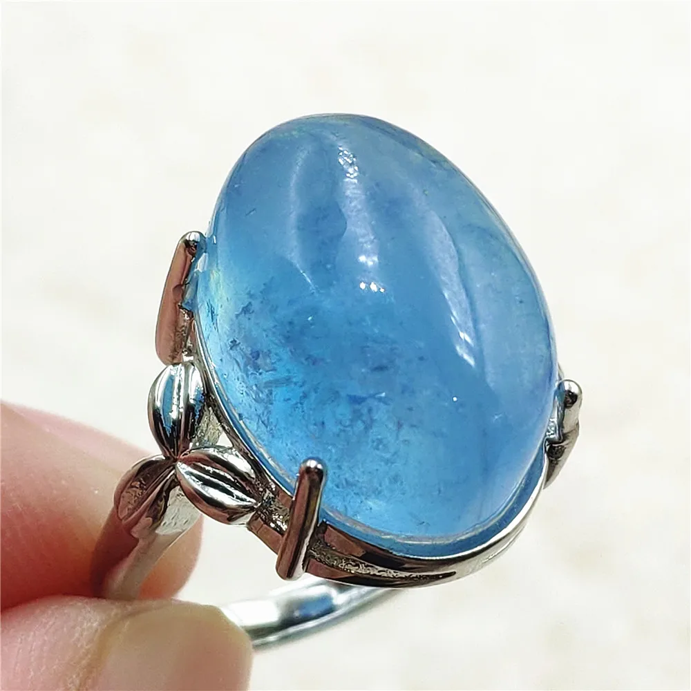 jewellery shop near me Genuine Natural Blue Aquamarine Clear Oval Ring Adjustable Crystal Size 925 Silver Aquamarine Ring Gemstone AAAAA nose pin