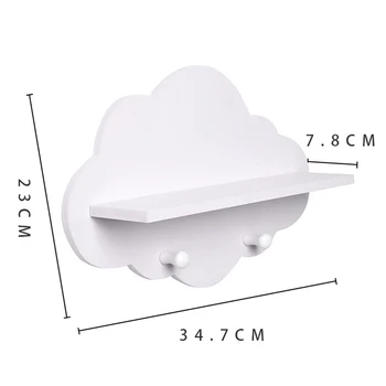 

Cloud Shape Storage Shelf Wall Mount Display Wall Hang White Hooks DIY